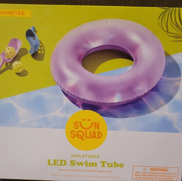 Sun Squad Purple Inflatable LED Swim Tube Age 9+ Size 9"height 36" diameter - Picture 1 of 12